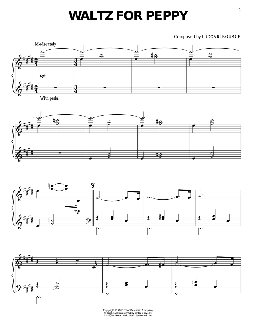 Waltz For Peppy (from The Artist) Piano Solo scores gallery preview page 1