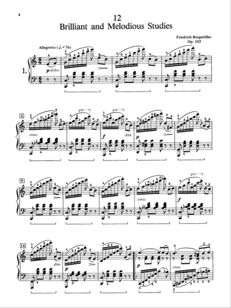 Burgmüller -- 12 Brilliant Studies, Op. 105 Piano Method scores gallery preview page 3