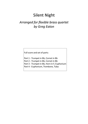 Silent Night - Arr. flexible brass quartet by Greg Eaton. Great for schools and concert bands. 2nd v