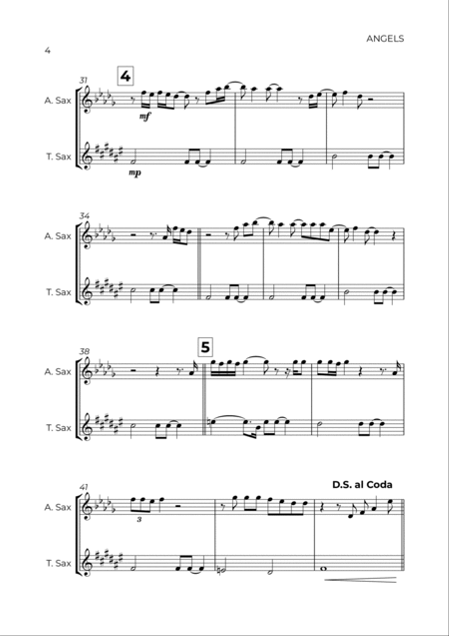Angels Tenor Saxophone scores gallery preview page 4