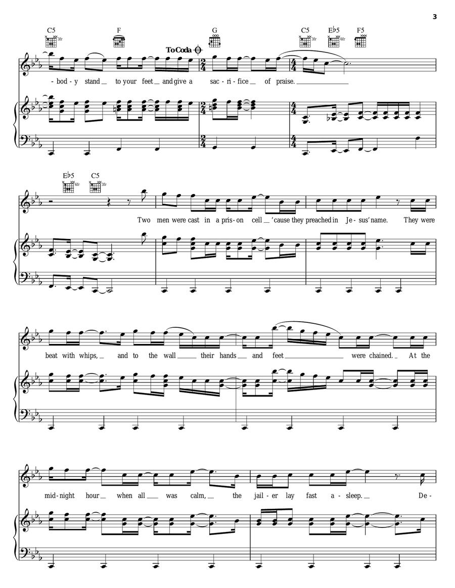 Sacrifice Of Praise Piano, Vocal, Guitar scores gallery preview page 3