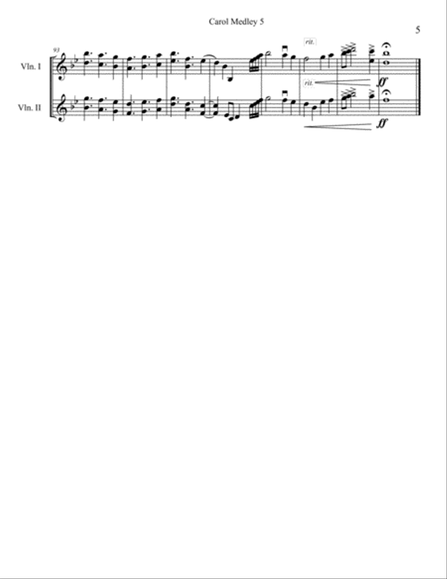 Carol Medley 5 Duo Violin Go Tell It On The Mountain / Angels We Have Heard On High / The First Noel String Duet scores gallery preview page 5