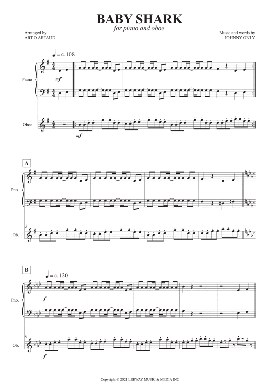 Baby Shark Baby Shark Woodwind Duet scores gallery preview page 1