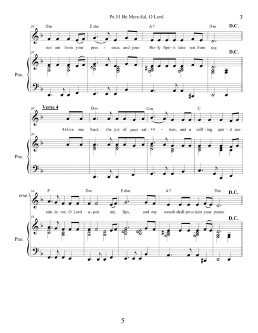 Complete Lenten Responsorial Psalms, Year C in leadsheet, piano/vocal and congregational formats (bo Piano, Vocal, Guitar scores gallery preview page 6