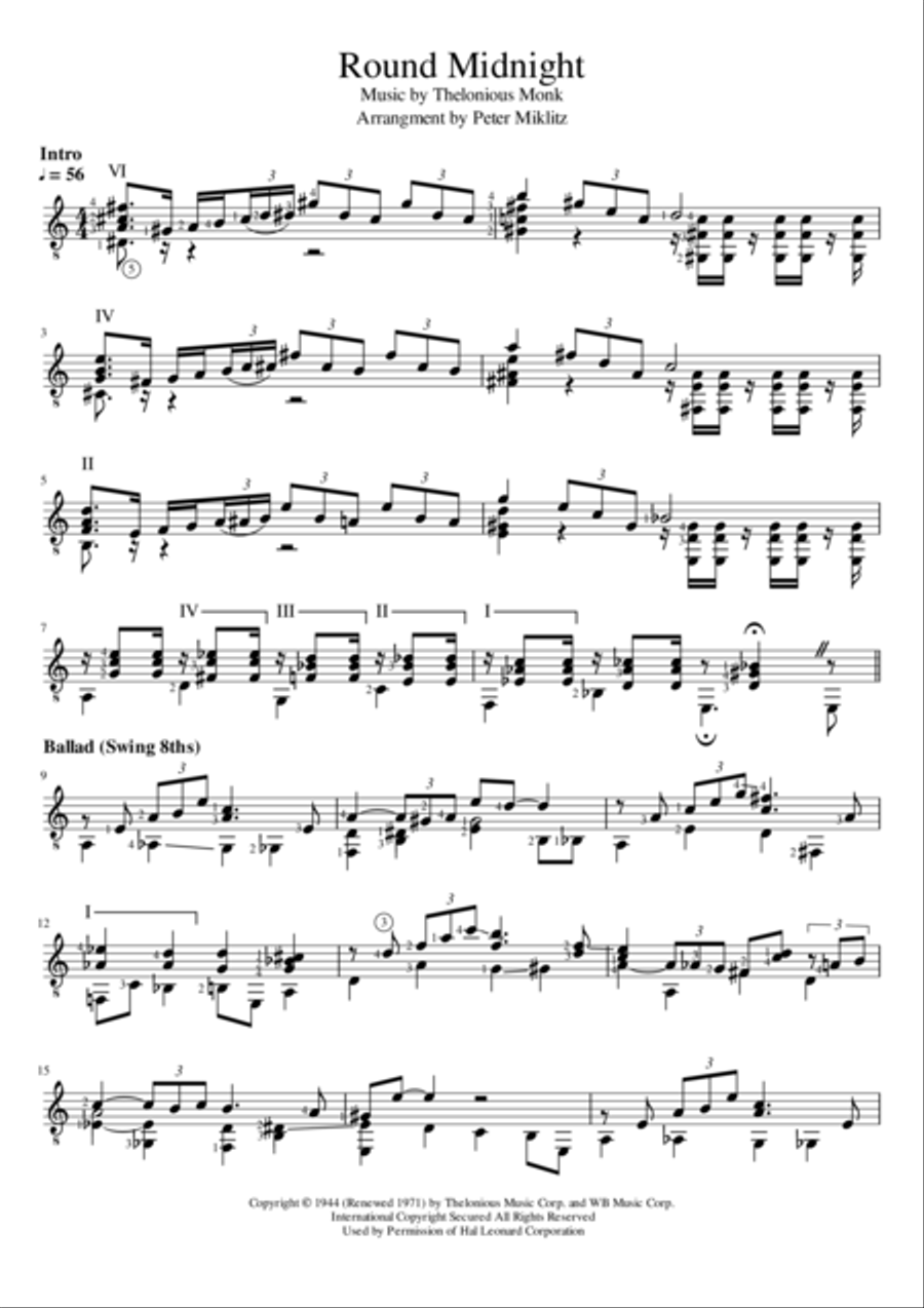 Round Midnight Round Midnight Electric Guitar scores gallery preview page 1