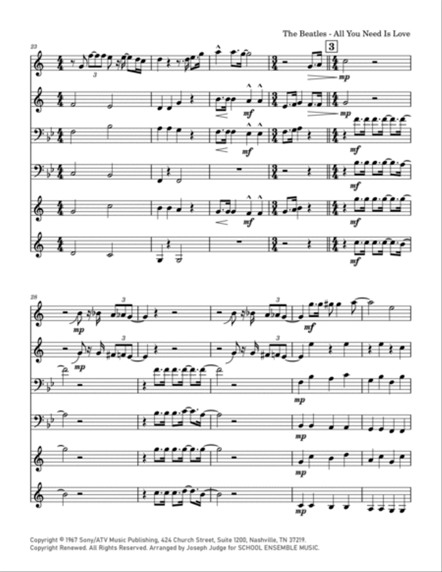 All You Need Is Love Chamber Music scores gallery preview page 4