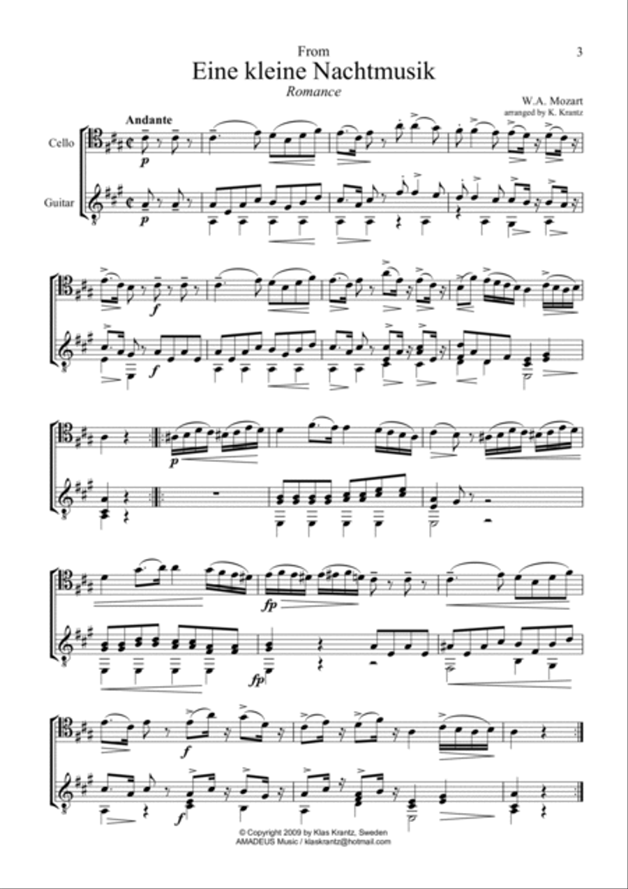 Rondo and Romance (abridged) for cello and guitar String Duet scores gallery preview page 3