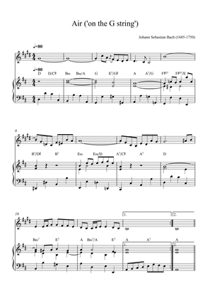 Air ('On the G srings') Clarinet in Bb (with chords)