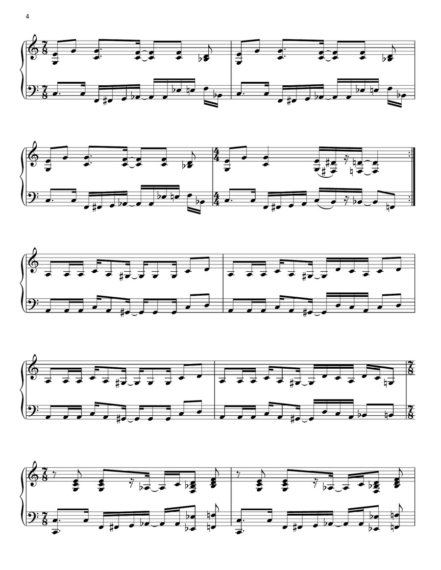 Paranoid Android Piano Solo scores gallery preview page 4