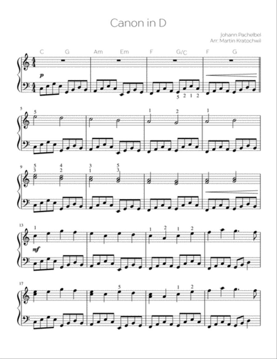 Canon in D Canon in D Piano Solo scores gallery preview page 1