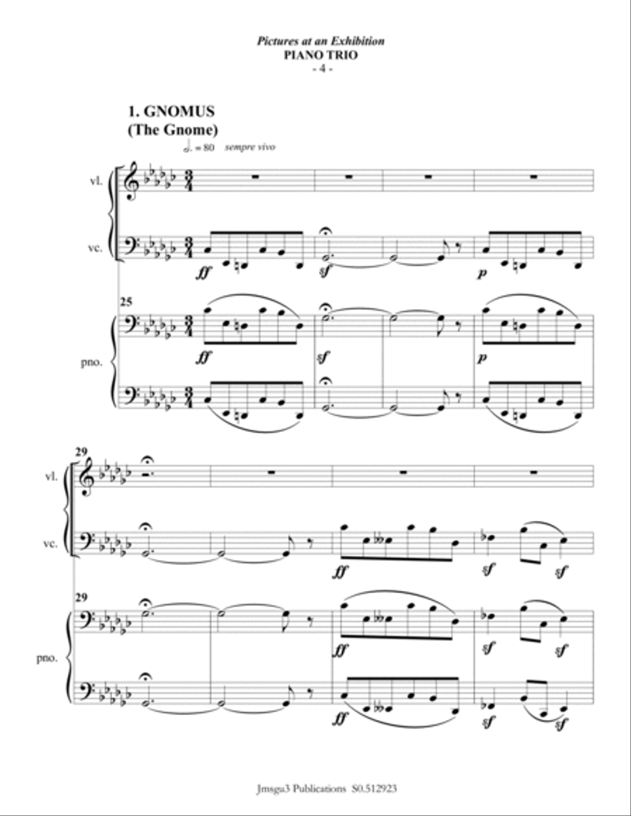 Mussorgsky: Pictures at an Exhibition for Piano Trio Piano Trio scores gallery preview page 4