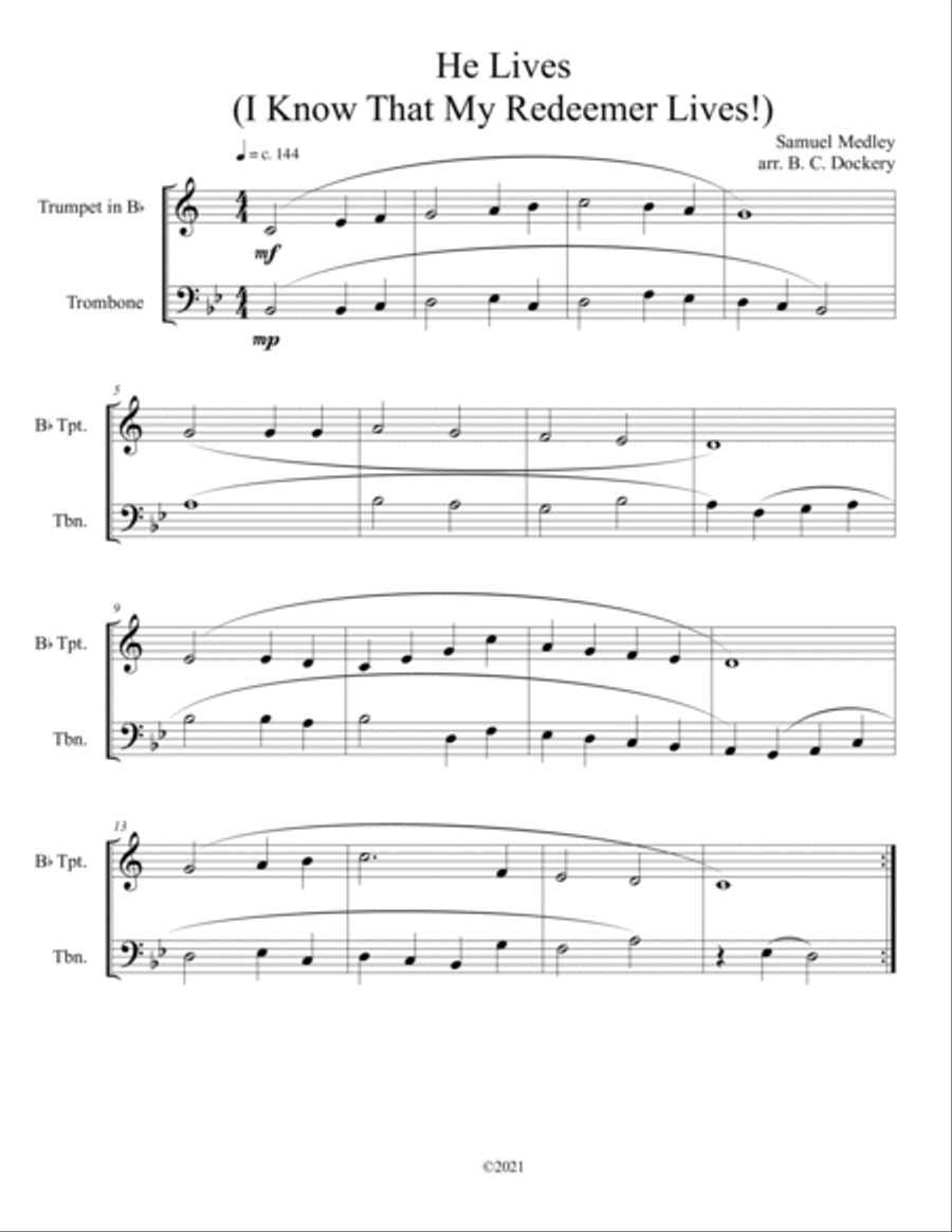 10 Easter Duets for Trumpet and Trombone - Volume 2 Brass Duet scores gallery preview page 5