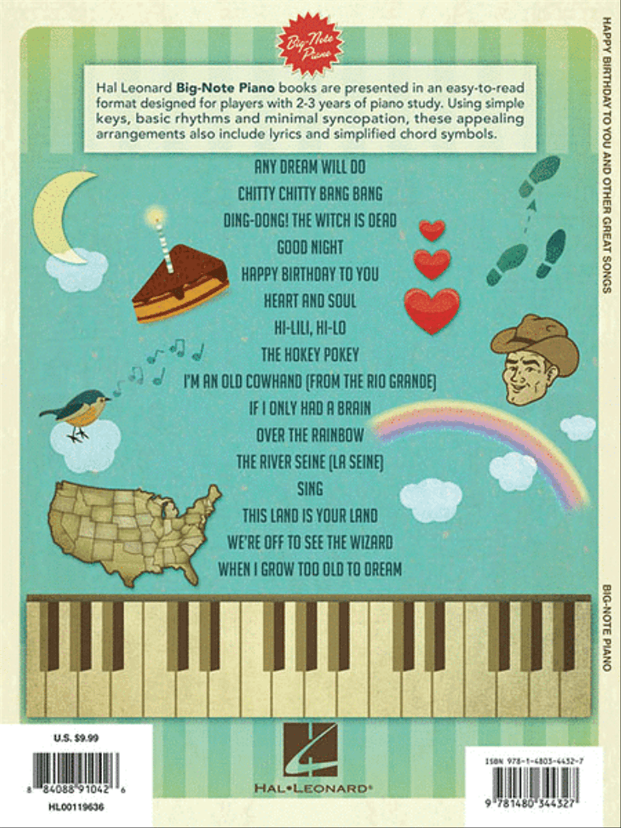 Happy Birthday to You and Other Great Songs for Big-Note Piano Easy Piano scores gallery preview page 2