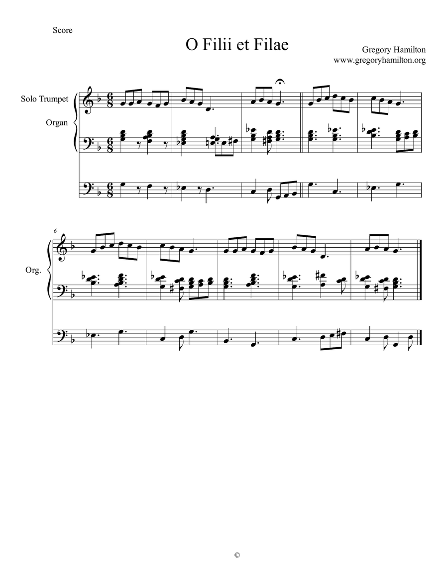 O Filii et Filiae - O Sons and Daughters - Alternative Harmonization Organ Solo scores gallery preview page 1