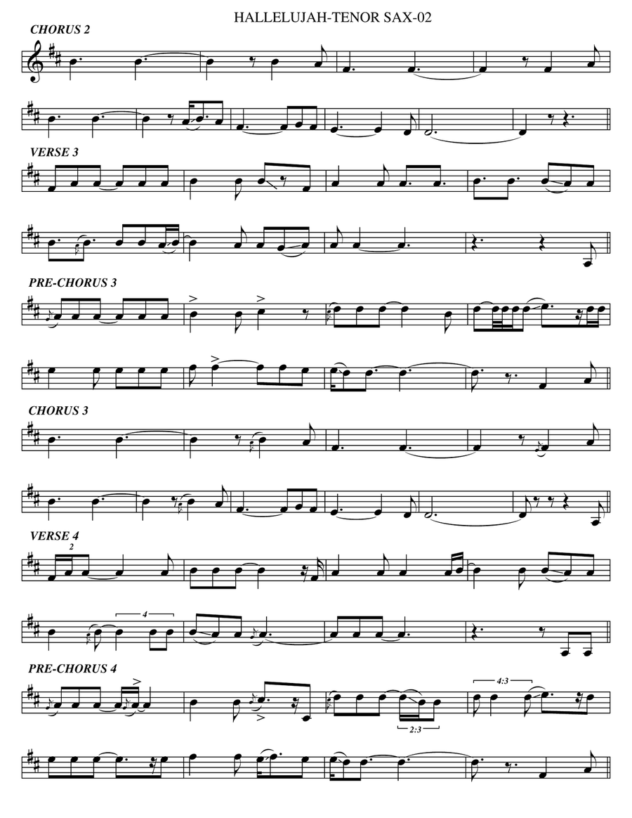 Hallelujah Tenor Saxophone scores gallery preview page 2