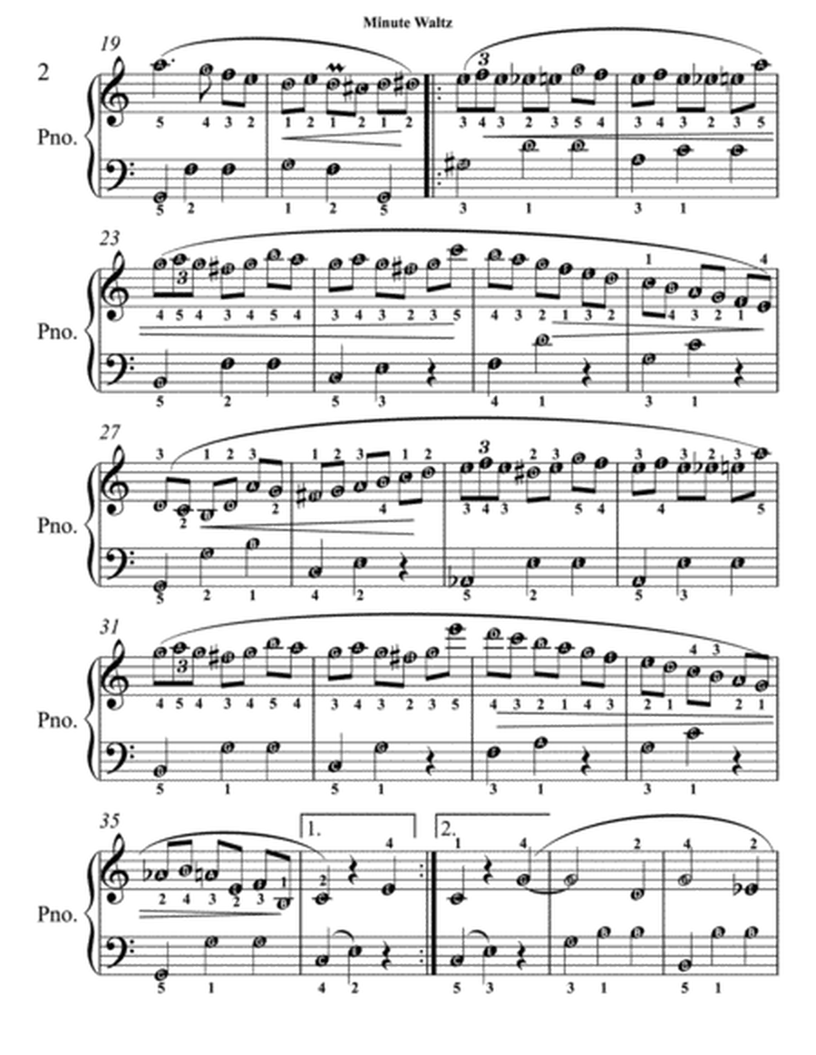 Minute Waltz Easy Piano Sheet Music