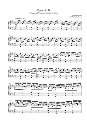 Pachelbel's Canon arranged for piano solo