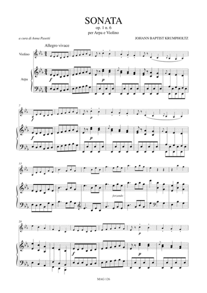 Sonata Op. 1 No. 6 for Harp and Violin