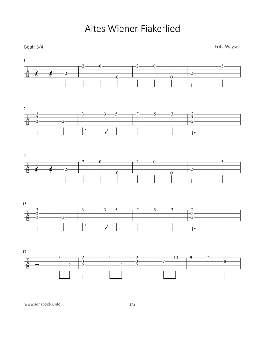 Altes Wiener Fiakerlied Altes Wiener Fiakerlied Chamber Music scores gallery preview page 1