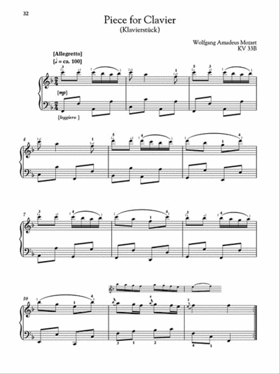 Mozart – 15 Intermediate Piano Pieces image number null