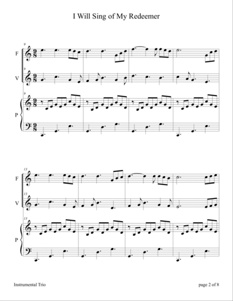 I Will Sing of My Redeemer with Jesus Loves Me (for Flute and Violin Duet with Piano accompaniment) image number null