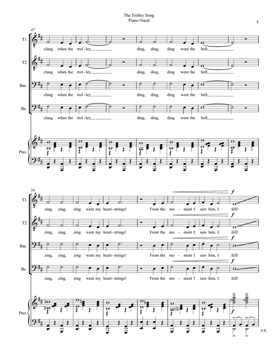 The Trolley Song TTBB scores gallery preview page 5