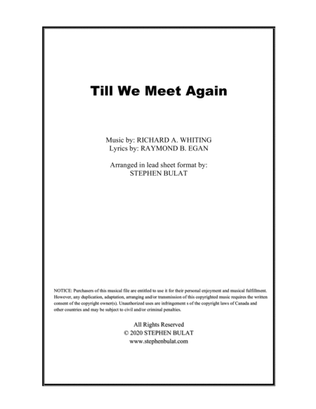 Till We Meet Again - Lead sheet (melody, lyrics & chords) in original key of Ab