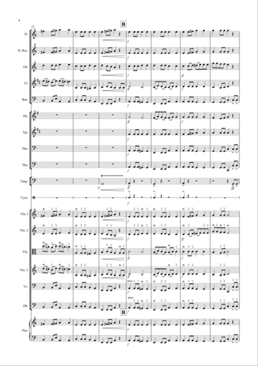 Beethoven Symphony No.7 (slow movement) for School Orchestra Full Orchestra scores gallery preview page 4