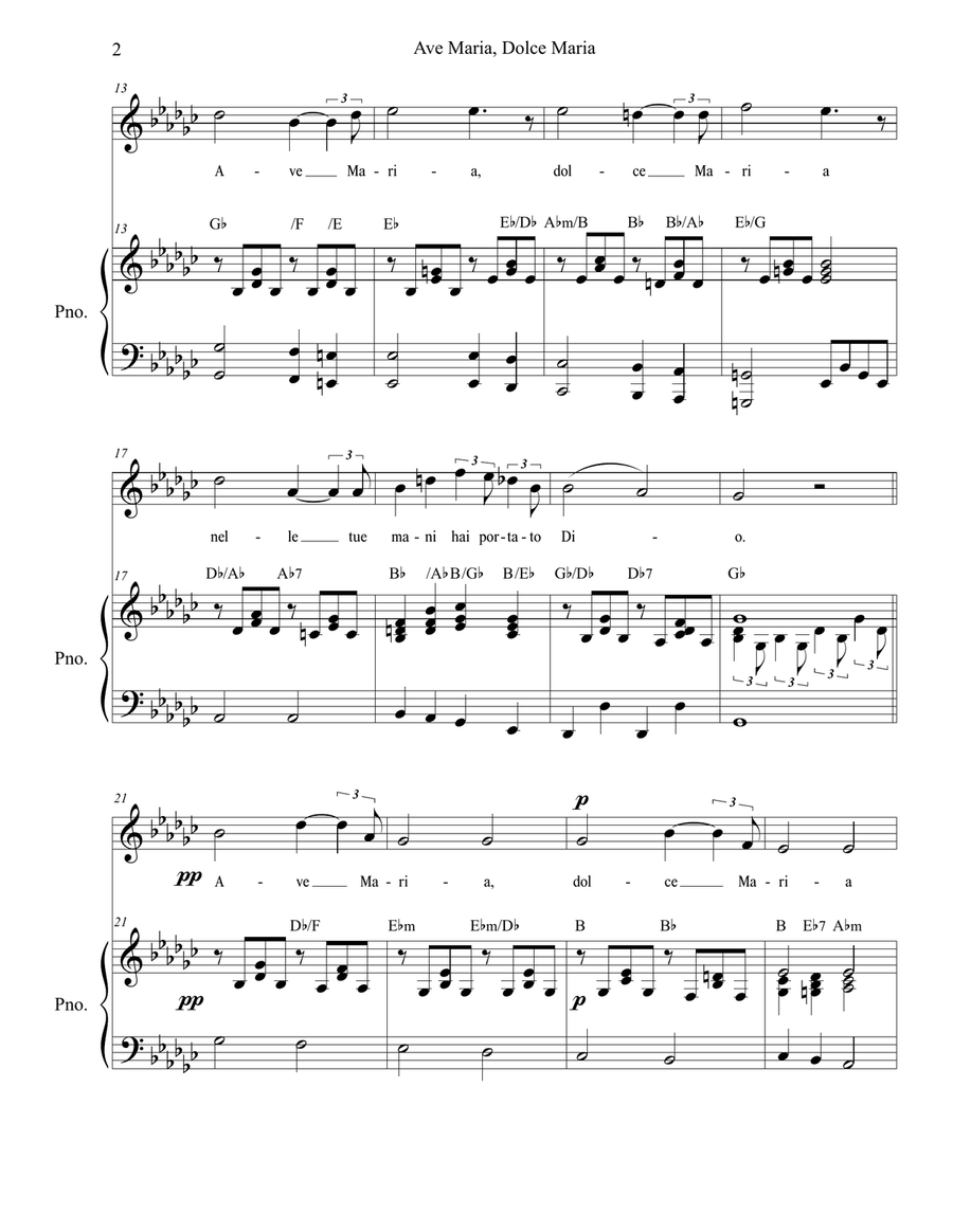 Ave Maria, Dolce Maria Ave Maria, Dolce Maria High Voice scores gallery preview page 2