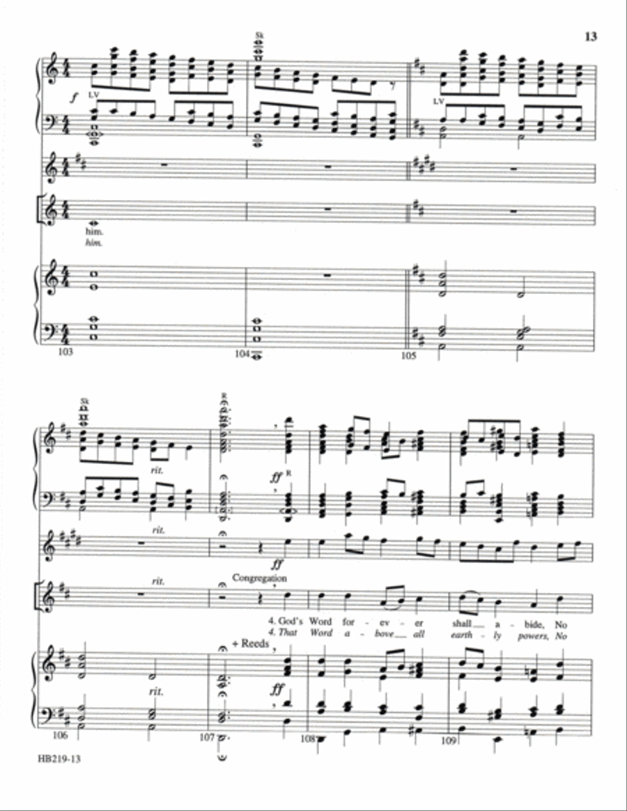 A Mighty Fortress Is Our God - organ and handbell score by Janet Linker Handbell Choir - Sheet Music page 12