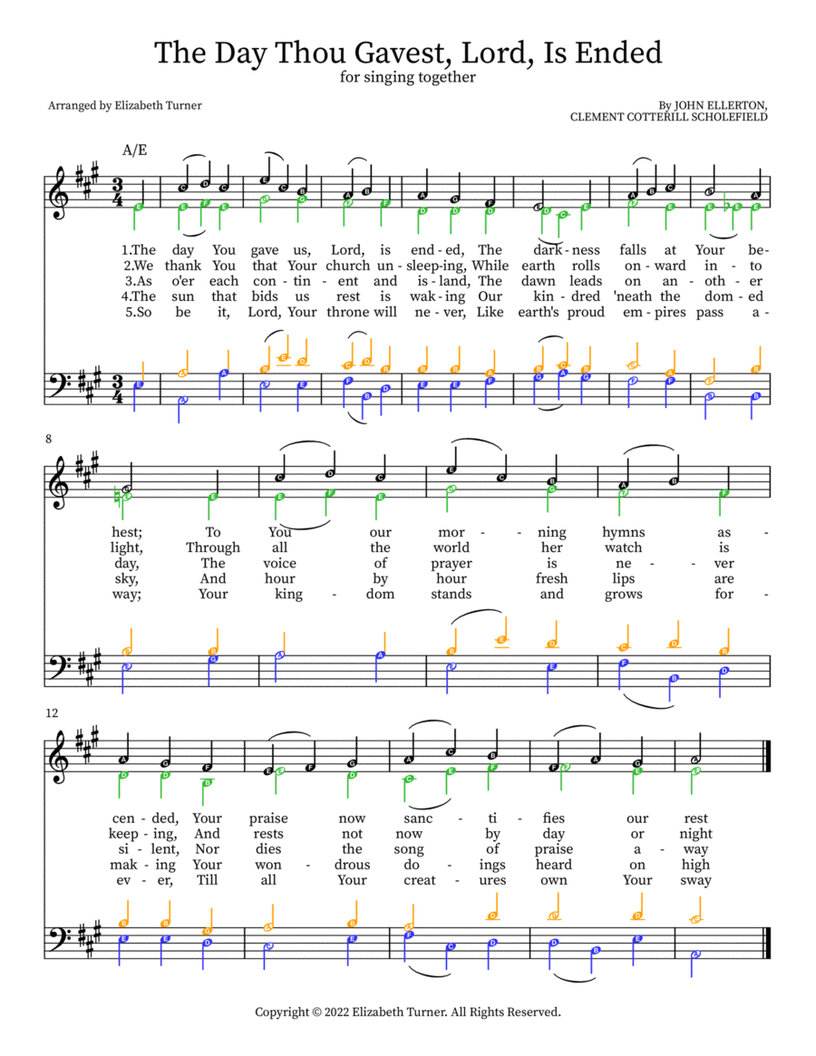The Day Thou Gavest, Lord, Is Ended 4-Part scores gallery preview page 1