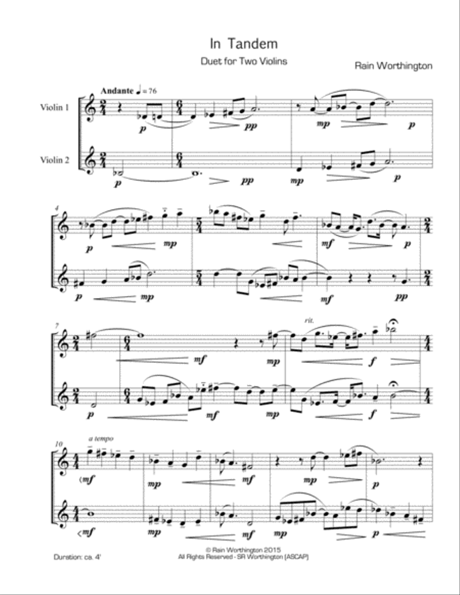 In Tandem – for two violins Violin scores gallery preview page 2
