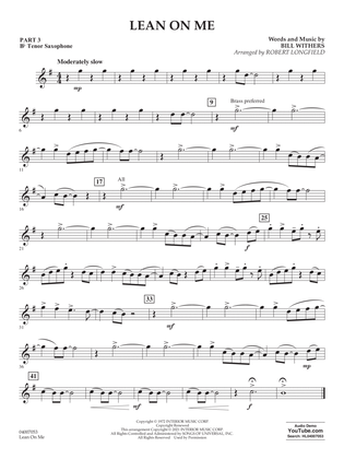Lean on Me (arr. Robert Longfield) - Pt.3 - Bb Tenor Saxophone