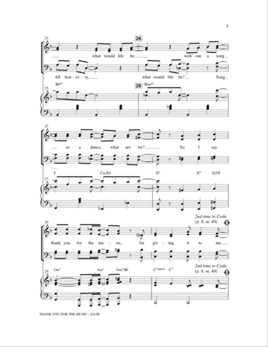 Thank You For The Music (arr. Jerry Estes) 4-Part scores gallery preview page 4