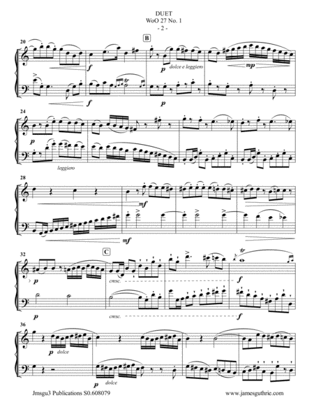 Beethoven: Three Duets WoO 27 for Oboe & Bassoon image number null