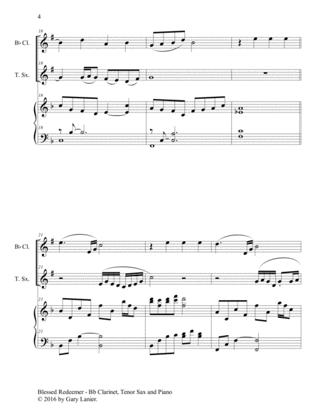 3 FAVORITE HYMNS (Trio - Bb Clarinet, Tenor Sax & Piano with Score/Parts) image number null