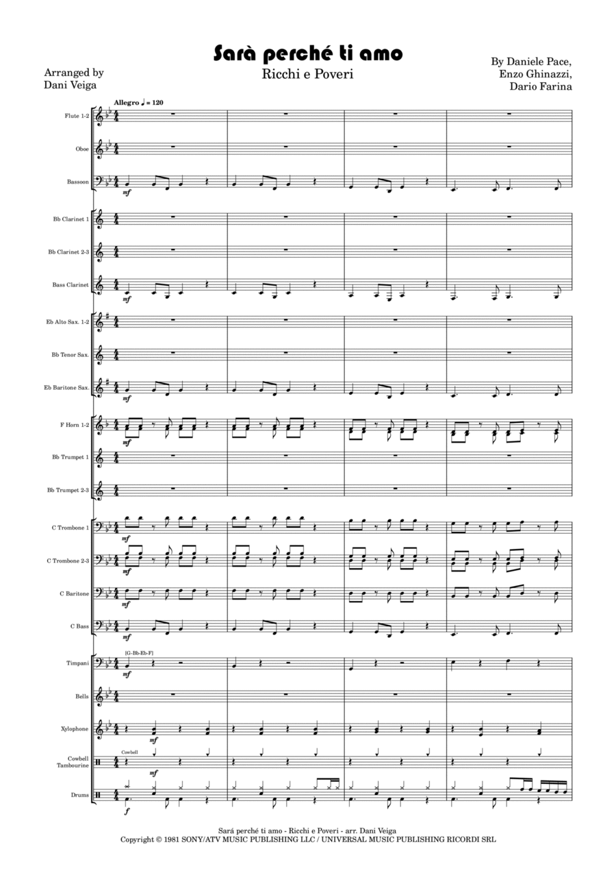 Sara Perche Ti Amo Concert Band scores gallery preview page 1