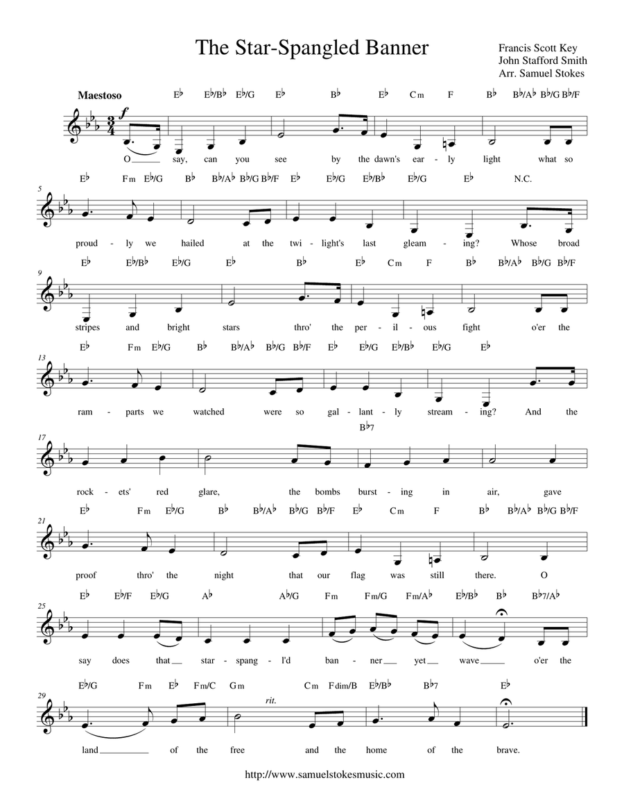 The Star-Spangled Banner - lead sheets in all keys Piano, Vocal scores gallery preview page 4