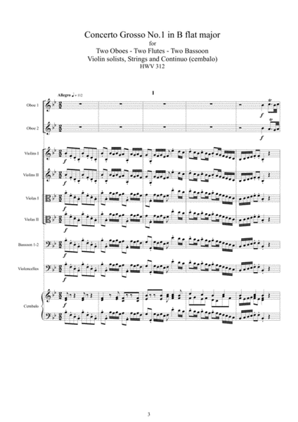 Handel - 6 Concerti Grossi Op.3 for Winds, Strings and Cembalo - Scores and Parts
