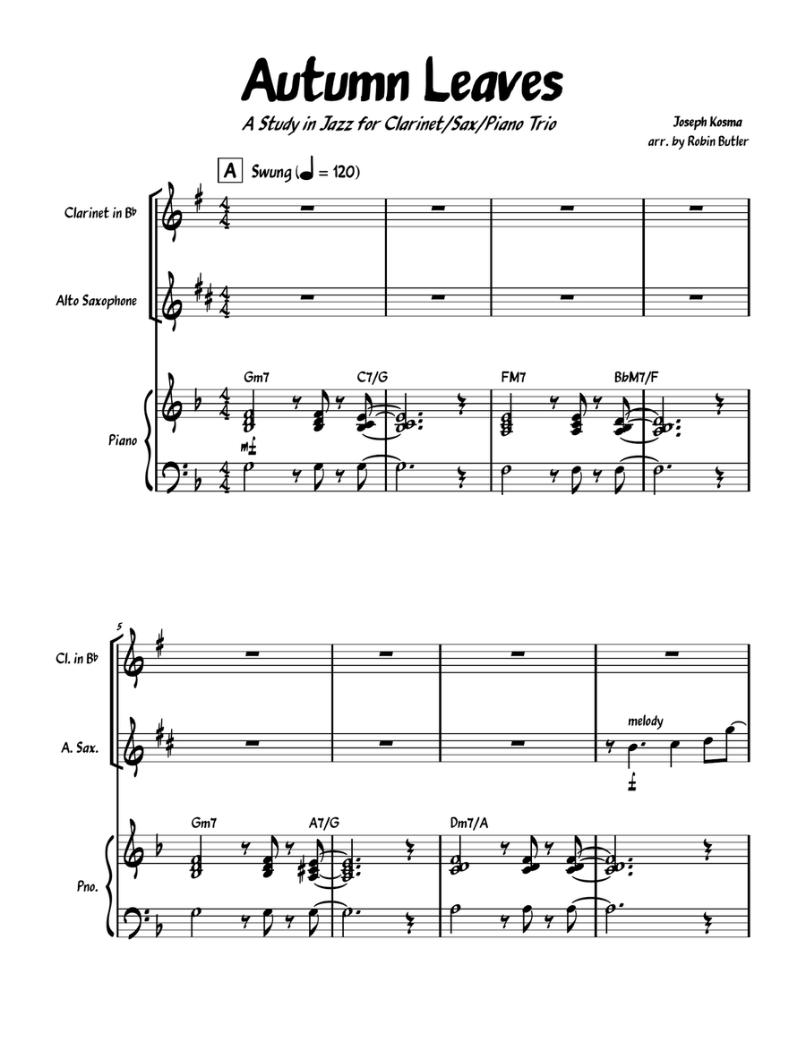 Autumn Leaves Woodwind Duet scores gallery preview page 1