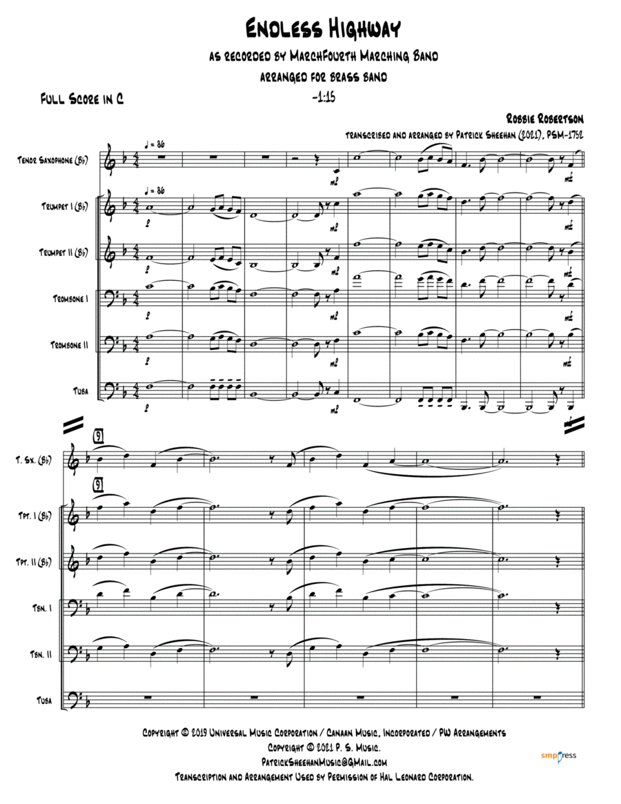 Endless Highway Brass Ensemble scores gallery preview page 1