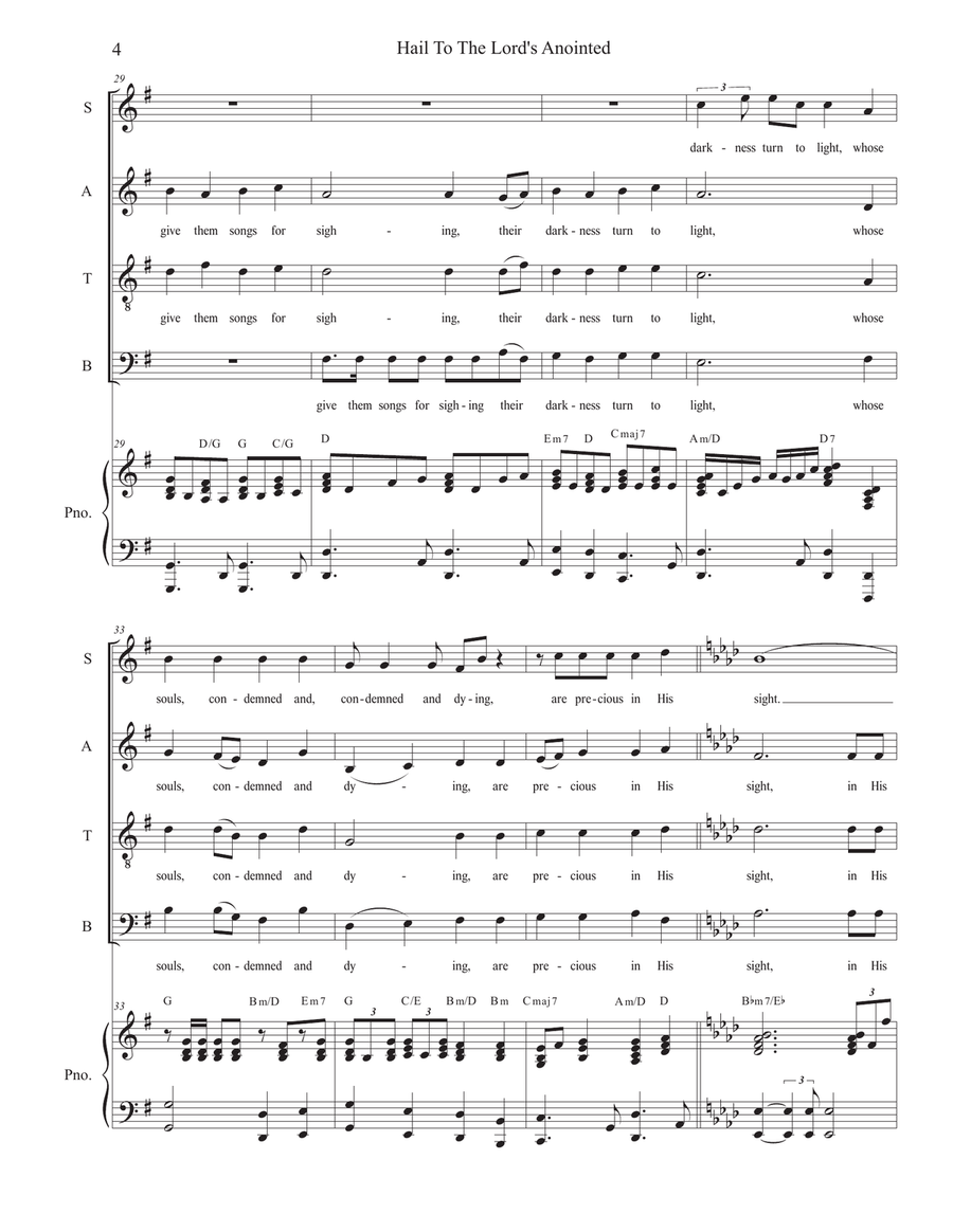 Hail To The Lord's Anointed (SATB) - Piano accompaniment) 4-Part scores gallery preview page 4