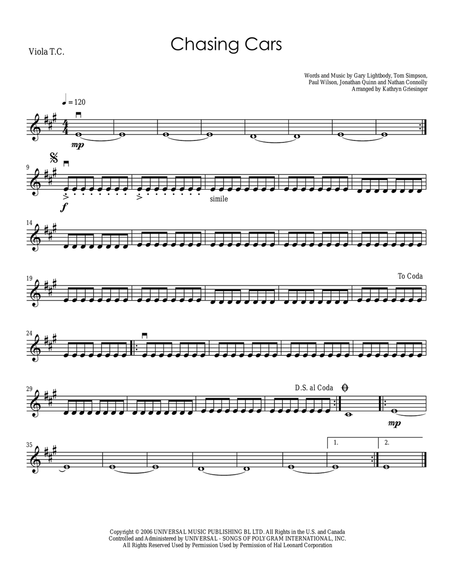 Chasing Cars Chasing Cars String Quartet scores gallery preview page 4