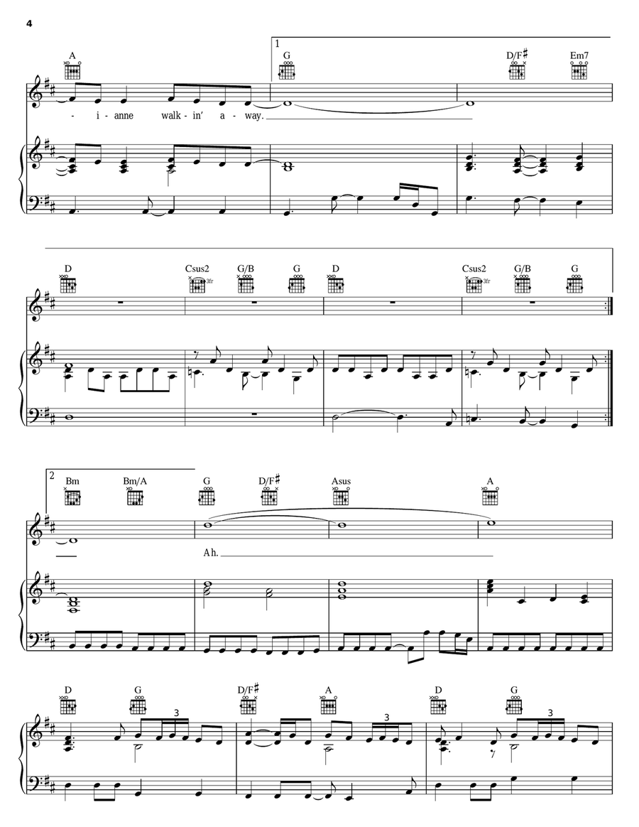 More Than A Feeling Piano, Vocal, Guitar scores gallery preview page 4