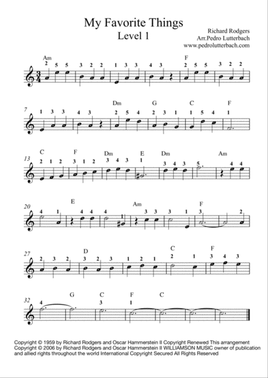 My Favorite Things My Favorite Things Easy Piano scores gallery preview page 1