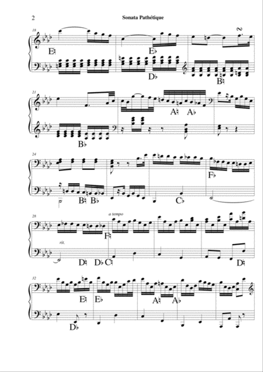 Sonata Pathétique (Beethoven) - Adagio - pedal harp solo Sonata Pathétique (Beethoven) - Adagio - pedal harp solo Pedal Harp scores gallery preview page 2