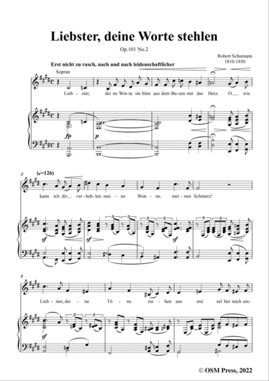 Schumann-Liebster,deine Worte stehlen,Op.101 No.2,in E Major Voice scores gallery preview page 3