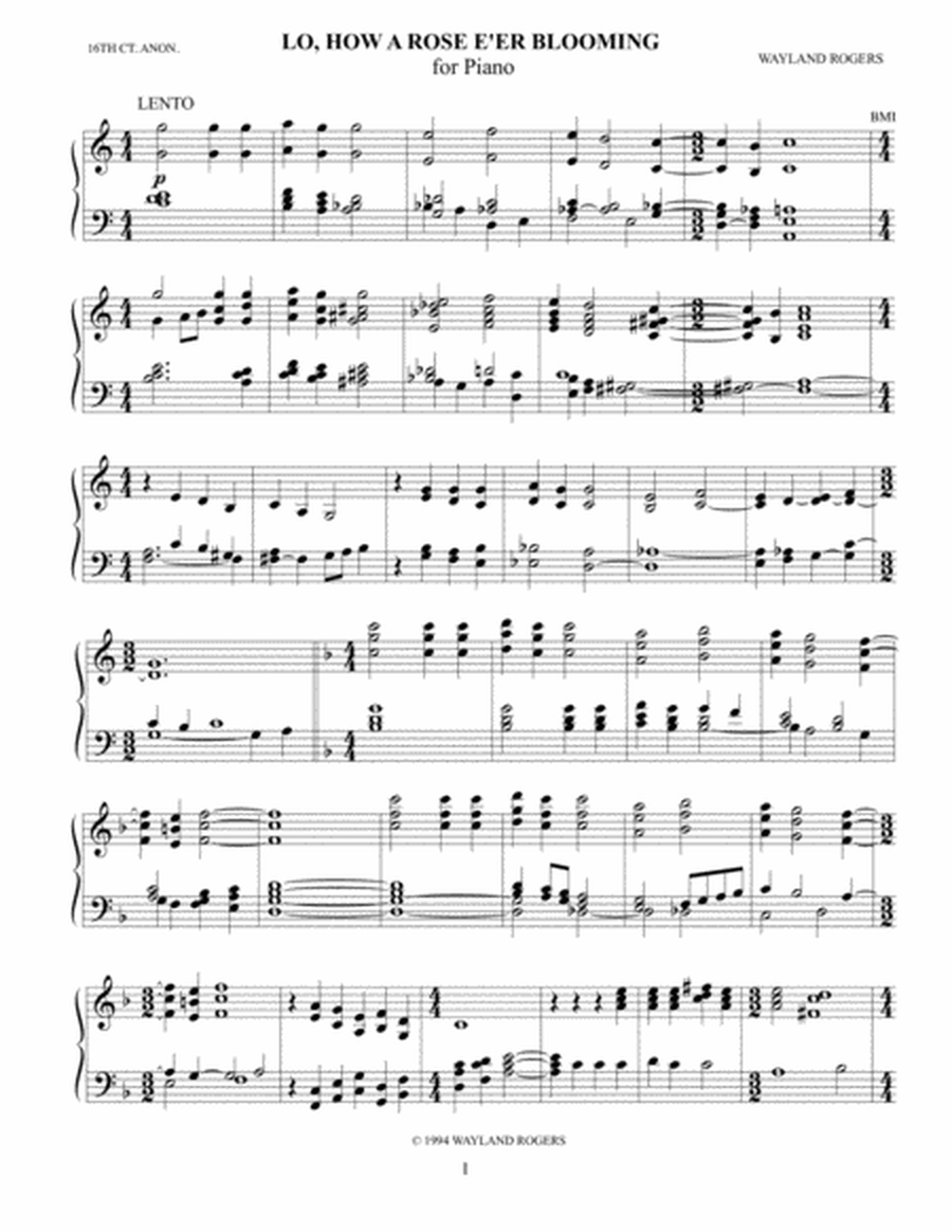 Lo, How a Rose (Chorale Prelude)