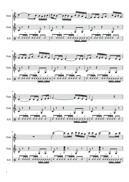Boléro de Ravel for 2 Guitars and Drums or Flute Guitar and Drums