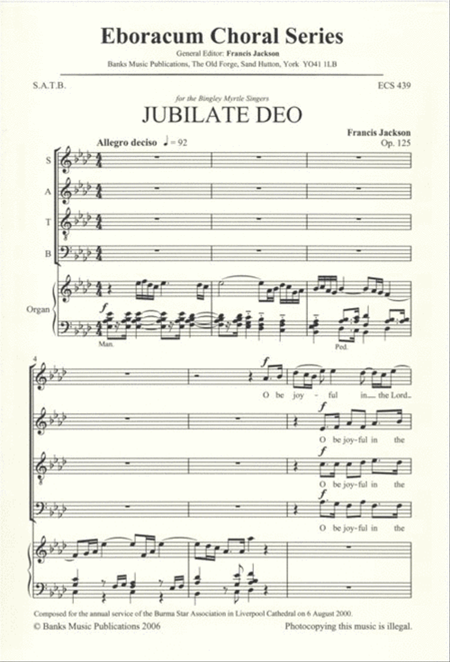 Jubilate Deo Op 125 4-Part scores gallery preview page 1